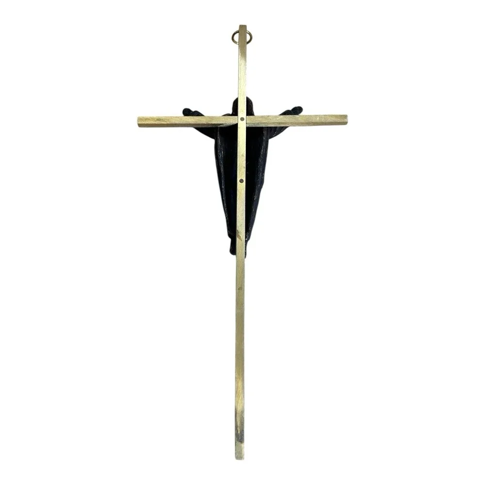 Vintage Brass Wall Crucifix Risen Christ Jesus Mid Century Modern‎ Catholic